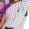 Saree in Chiffon in Off White with Purple Combination