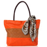 Brown Textured Faux Leather Tote Bag