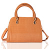 Sandy Brown Croc Pattern Faux Leather Tote Bag